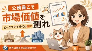 「ビッグステイ」という言葉をご存じですか?転職意向はあっても動けない公務員が増えています。元財政課長のさゆりが、公務員スキルの市場価値の測り方と、2026年に動くべき理由を具体的に解説します。